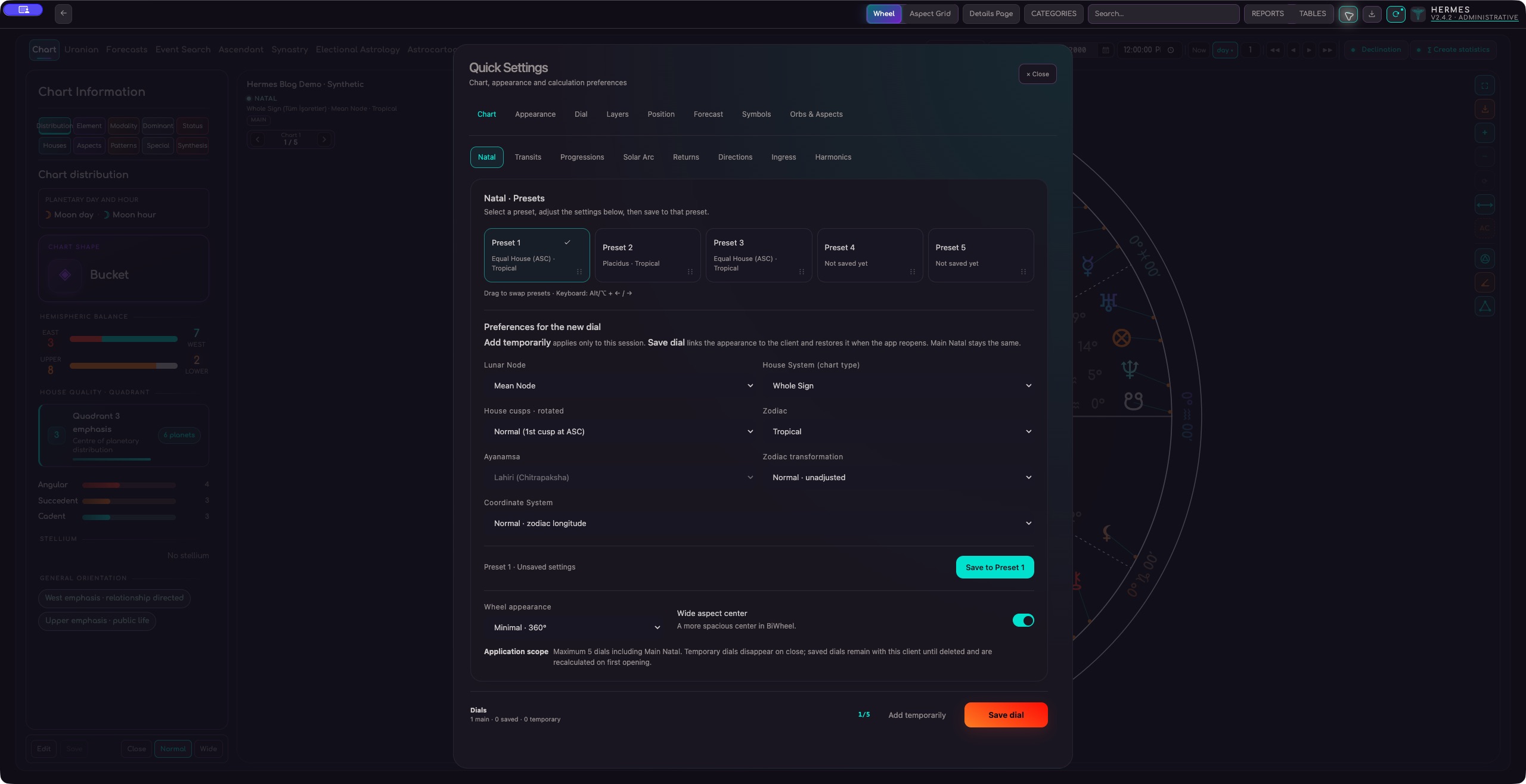 Personal preset and dial actions in Quick Settings.