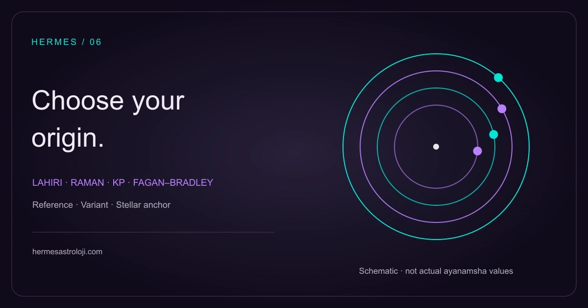 Four concentric rings symbolising different origins for Lahiri, Raman, KP and Fagan-Bradley